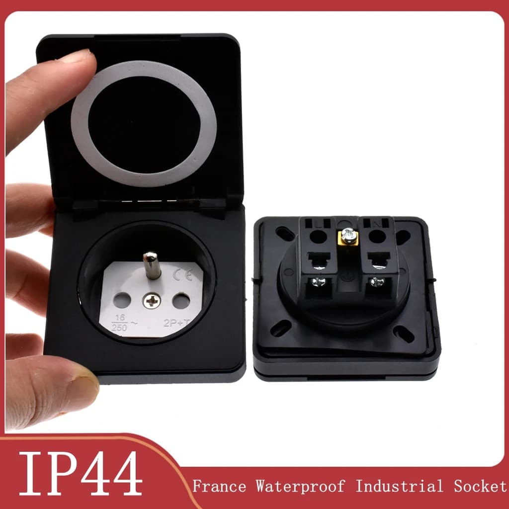 VOSORON France Waterproof Industrial Socket AC Power Concealed Socket Schuko Plug Electrical Cover Power Connector Safety Socket