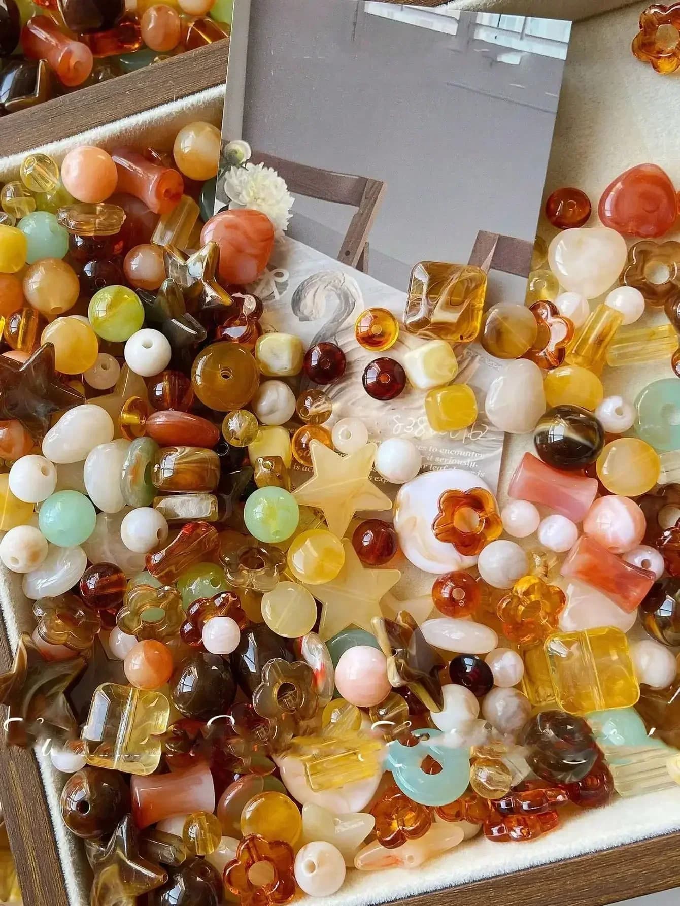 Jelly Dyeing Amber Series Multiple Acrylic DIY Handmade Jewelry Bracelets, Necklaces, Earrings, Hair Accessories Bead Accessories Materials