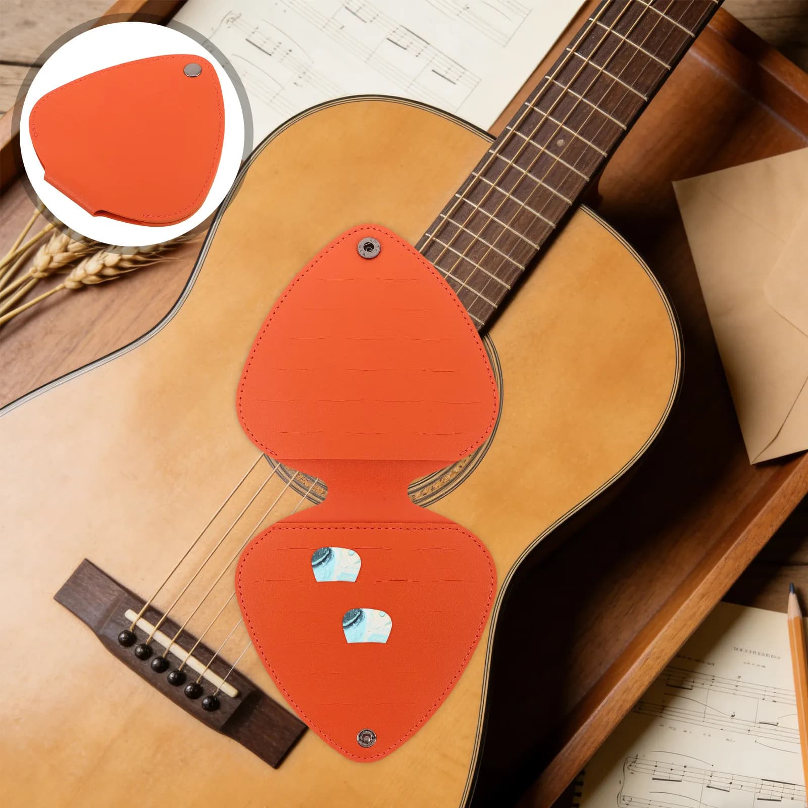 2 Pezzi Porta Plettri per Chitarra, Custodia Compatta in PU Colorata, Organizer Multiscomparto, Ideale per Viaggi, Accesso Rapido