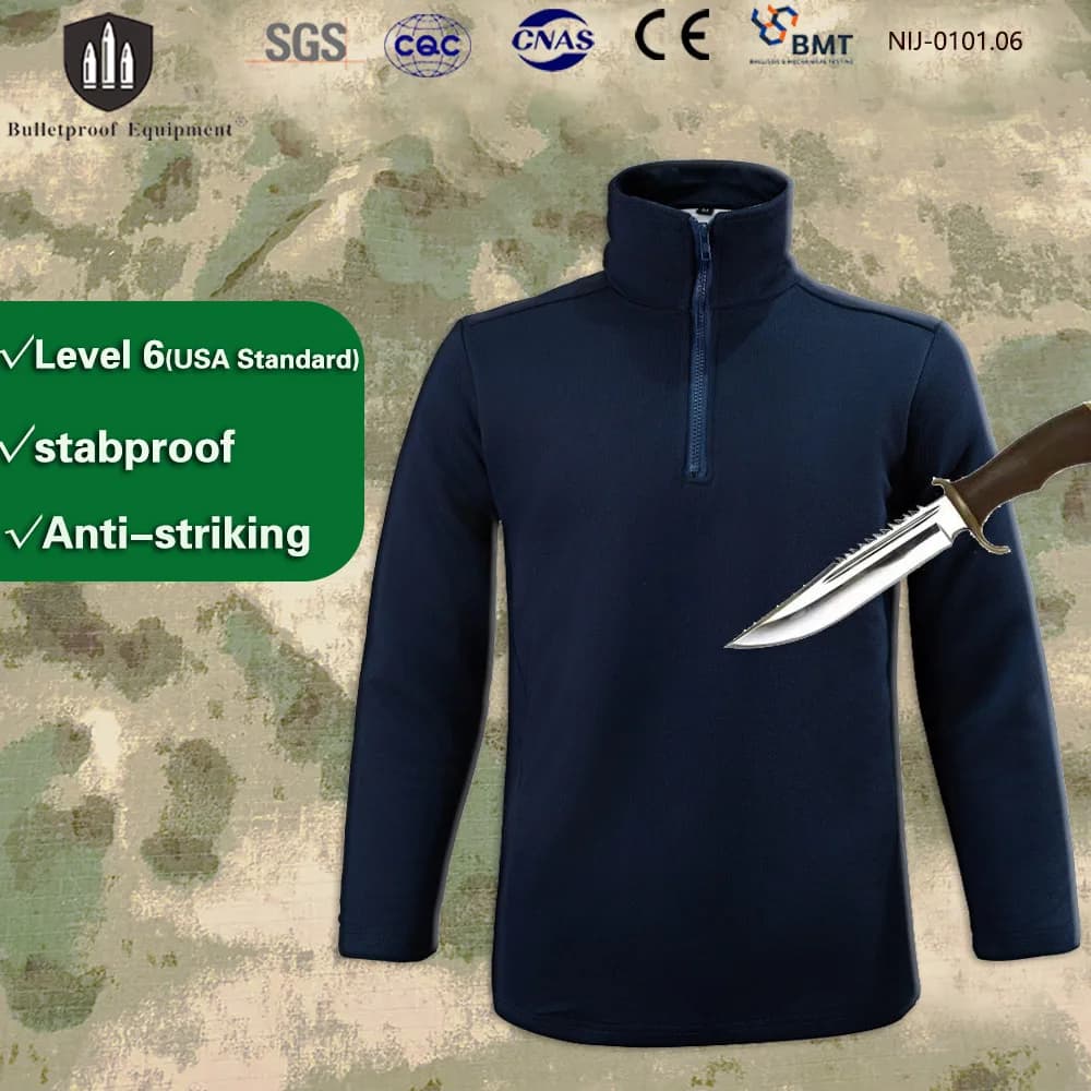 EN388 Livello 5 Leggero nascosto a prova di coltellata Felpa con cappuccio Anti-taglio Anti-striking Gilet tattico per la polizia di sopravvivenza di sicurezza EDC
