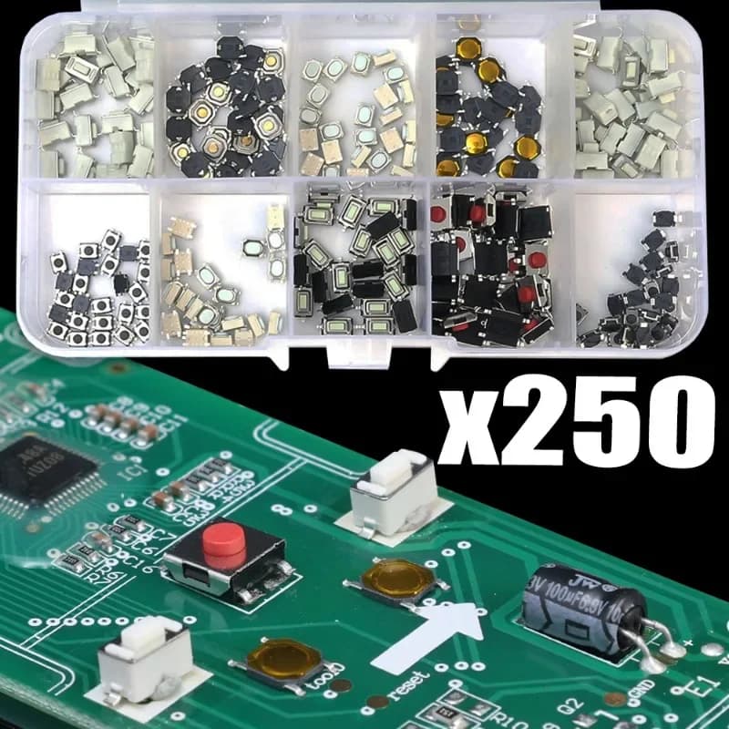 Interruttore tattile per telecomando per auto 10 stili Tasti per auto Pulsante Microinterruttore tattile con scatola Audio Computer TV Interruttore a pulsante PCB
