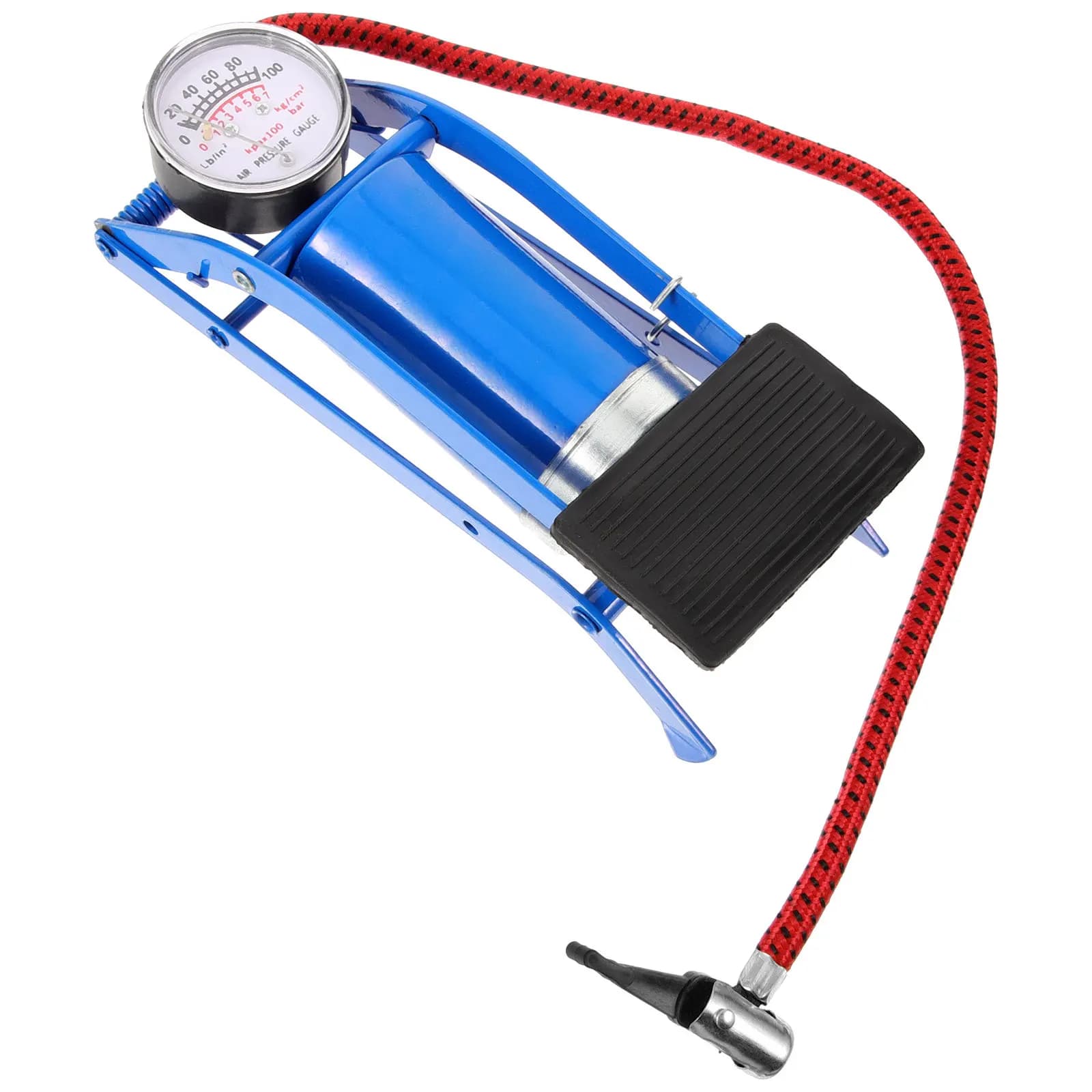 Compact Floor Pump Bike Tire Inflator Metal Body High Pressure Foot Operated Air Pump with Built-in Barometer for Long Distance