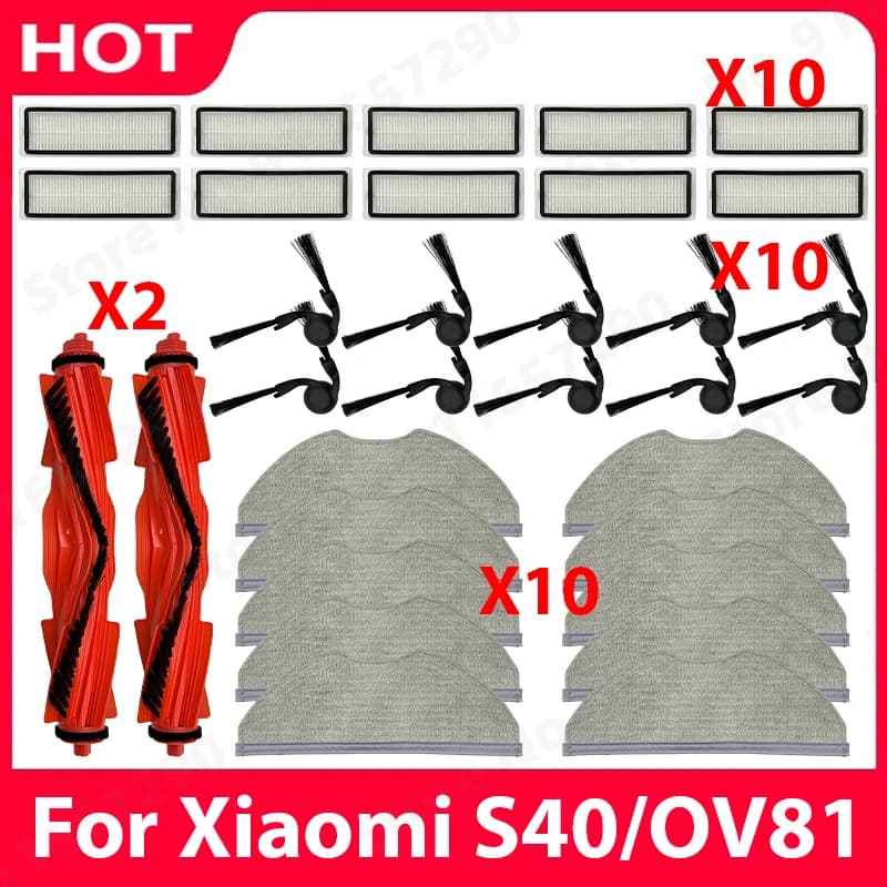 Parti di Ricambio per Robot Aspirapolvere Xiaomi S40 / OV81: Spazzola Principale, Filtro Hepa, Panno per Pulizia, Accessori Sostitutivi