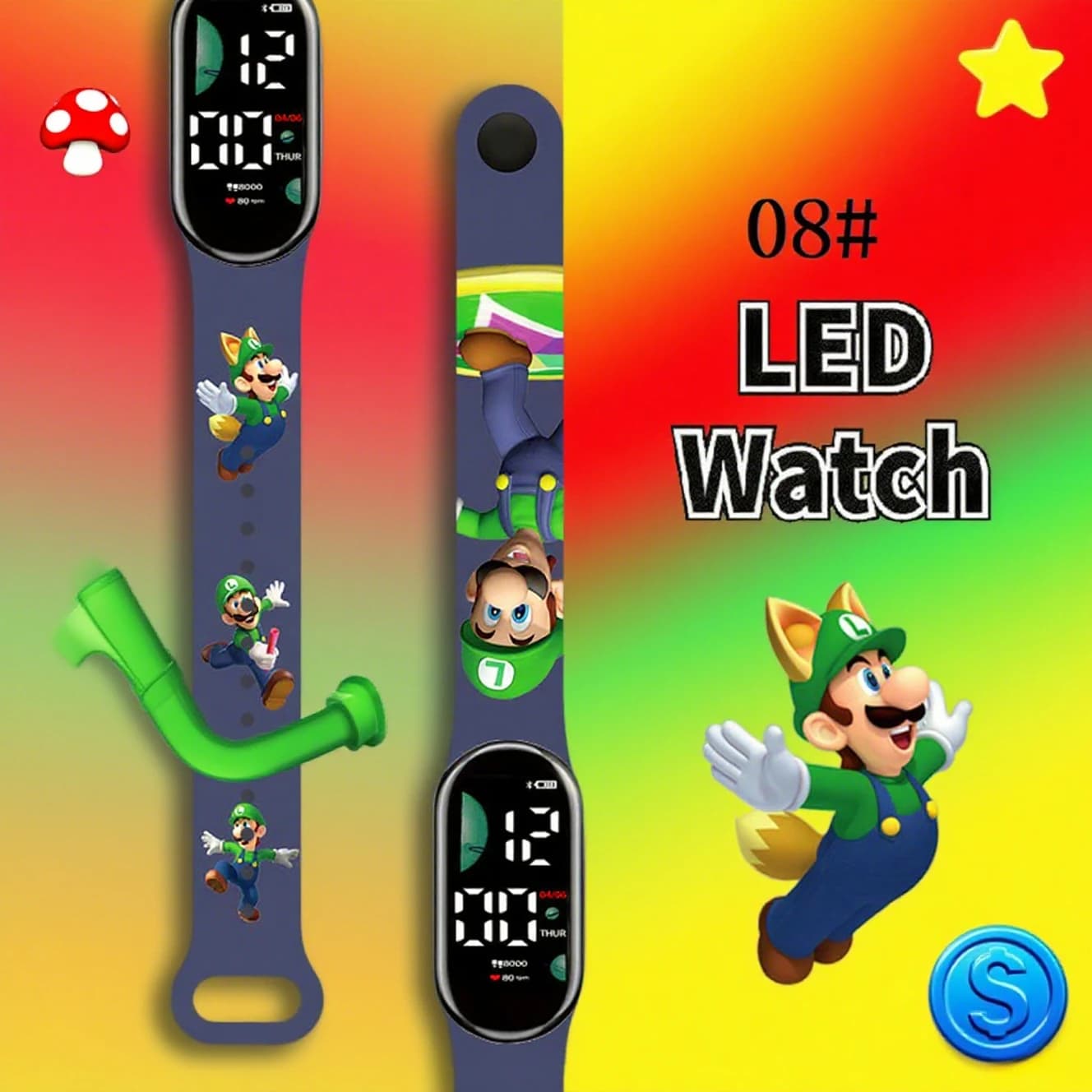 Moda Mario Orologi per bambini per ragazze Bracciale elettronico Sport Touch LED Doll Orologio per bambini Orologio da donna impermeabile