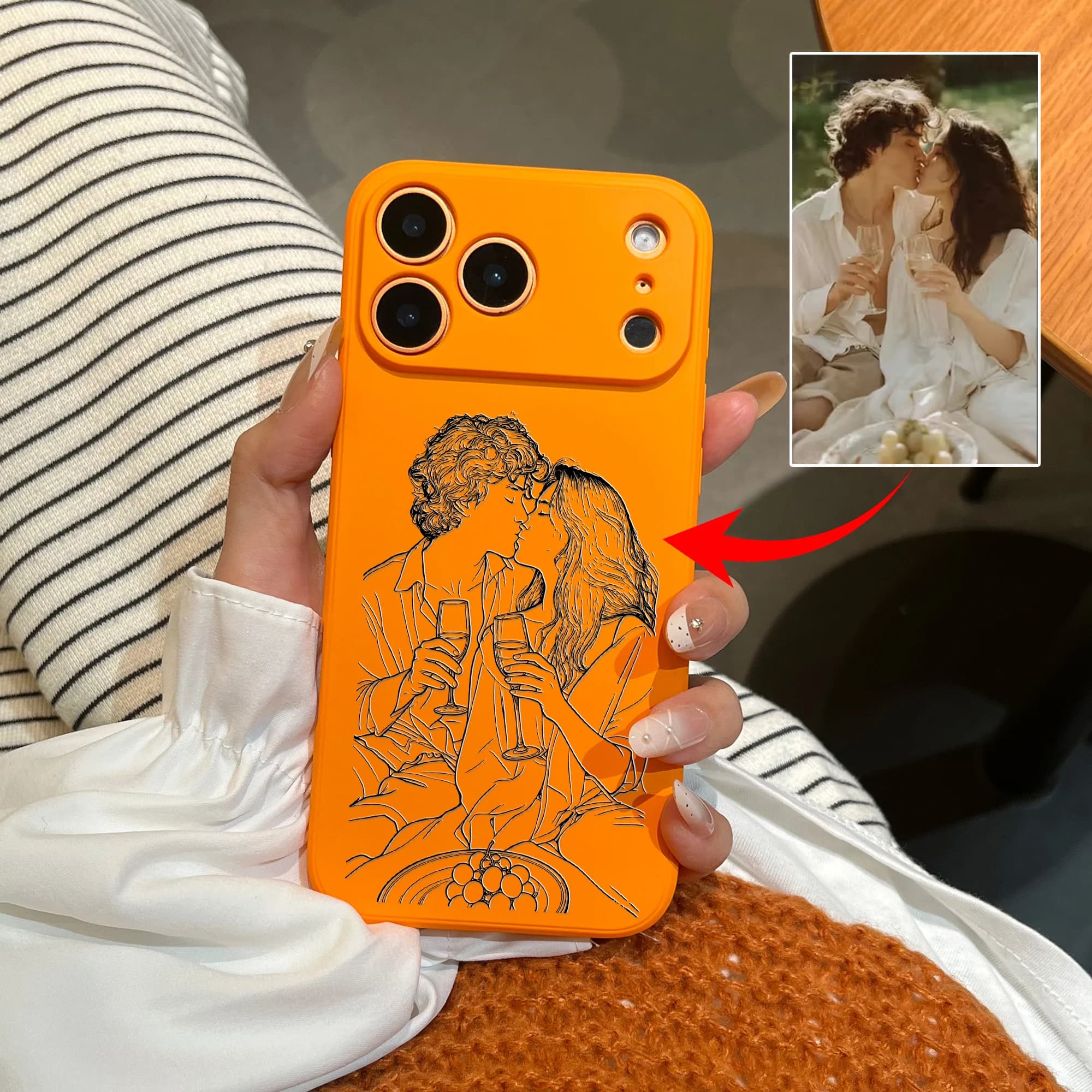 Personalized Custom Sketch Drawn Lines Phone Case Compatible With iPhone 11 12 13 14 15 16 17 Pro Max 14 15 16 Plus 17Air
