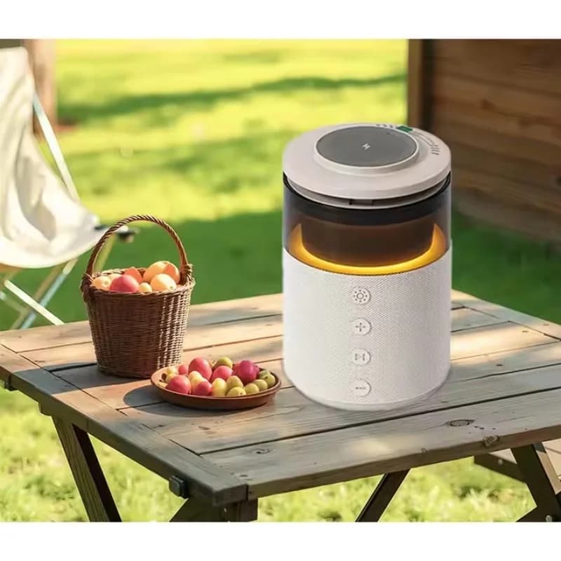 Altoparlante Bluetooth magnetico 3 in 1 Newman con caricatore wireless Altoparlante esterno portatile per bassi HiFi con luce notturna Regalo da viaggio per la casa