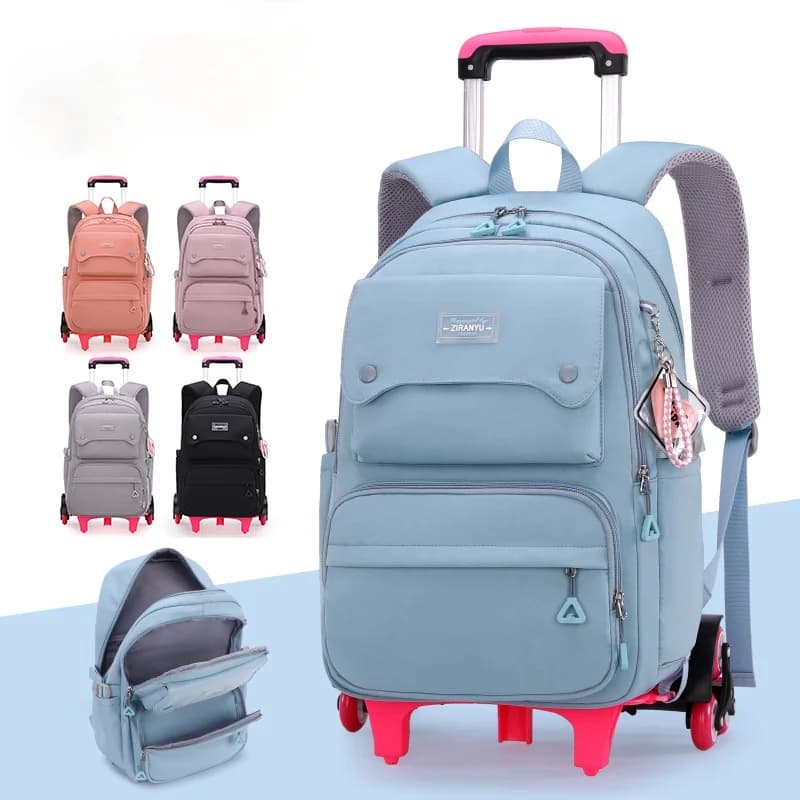 Trolley Borse da scuola per bambini Mochilas Zaini per bambini con ruota Trolley Bagagli Zaino da principessa per ragazze Zaino per bambini