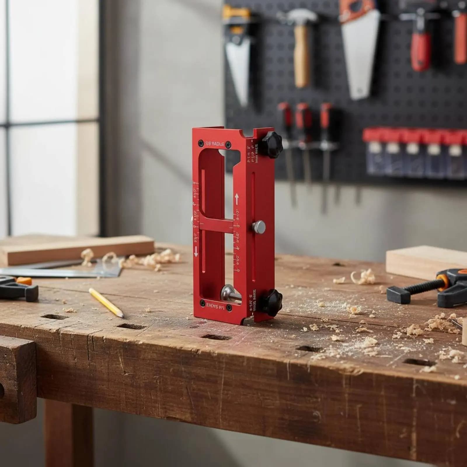 Posizionatore per Installazione Cerniere, Guida di Precisione per Foratura Cerniere Porta, Stampo per Mortasatura Porta, Strumento Hardware Facile da Usare, Tutto Incluso