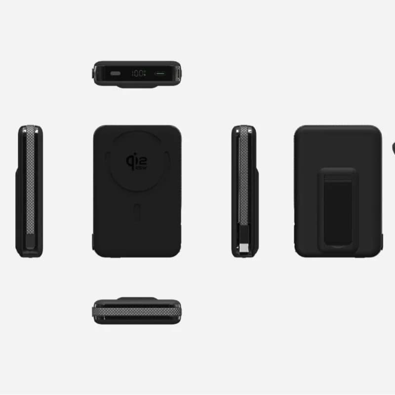 Batteria a stato solido, power bank con cavo integrato, supporto per ricarica super rapida 35W, ricarica wireless magnetica rapida 25W.