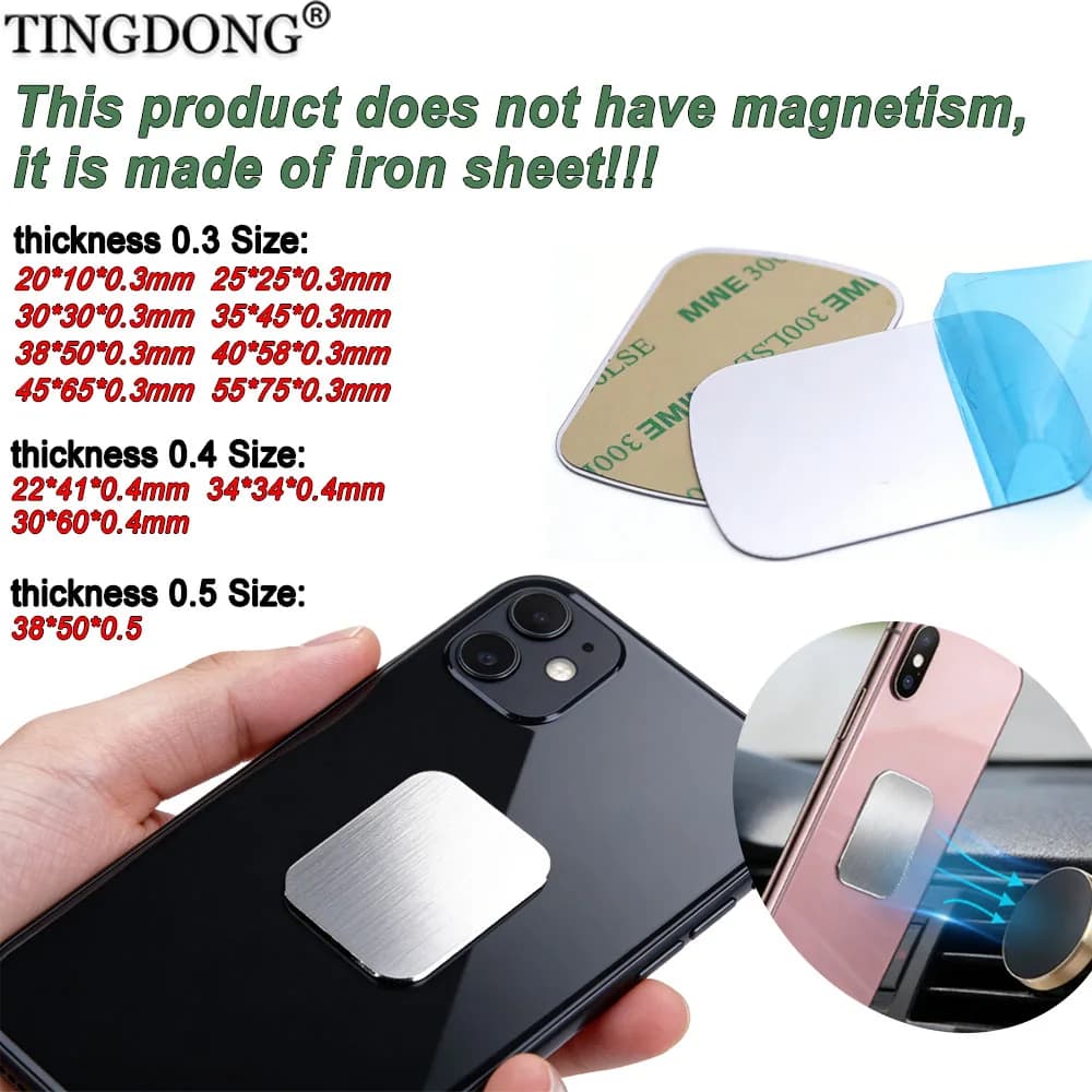 10 Pezzi Piastra Metallica Magnetica Universale Argento, Foglio di Ferro per Supporto Magnetico per Telefono Auto, Adesivo Sostitutivo
