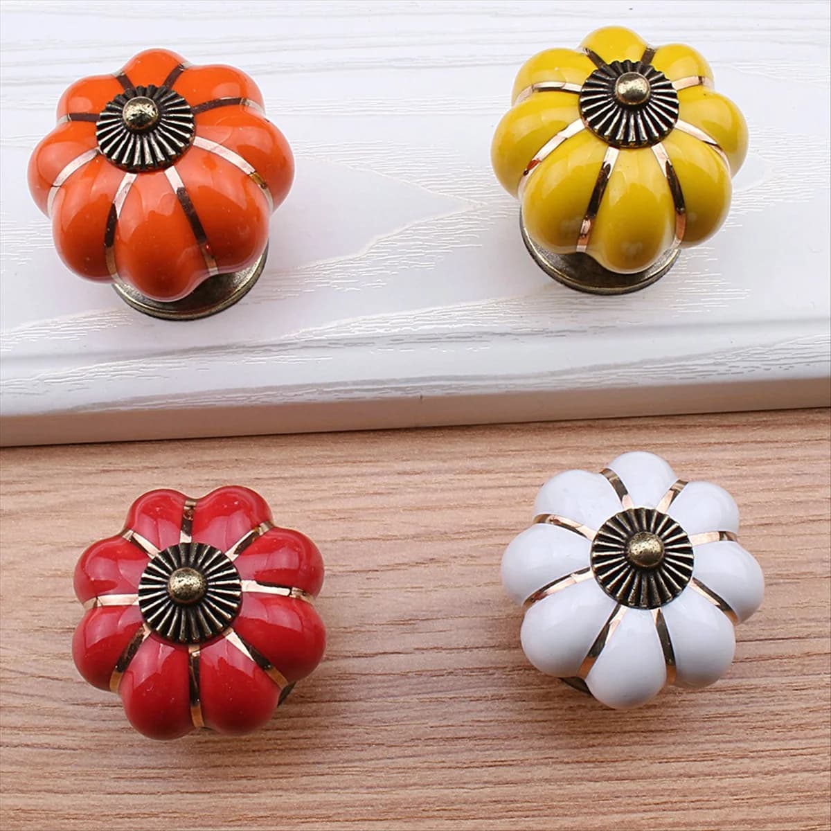 ETRT 8 pezzi Maniglie in ceramica zucca Manopole per cassetti da 38 mm Maniglie per porte dell'armadio Maniglie per armadietti a foro singolo