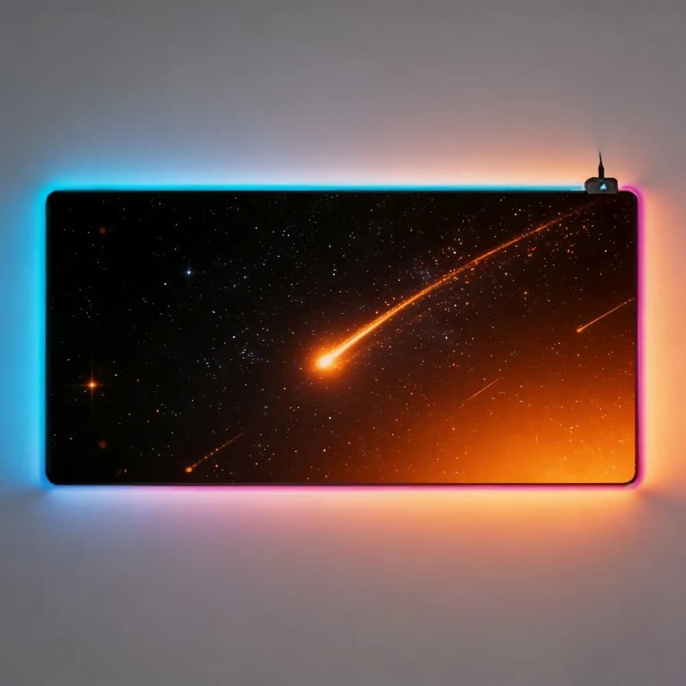 Tappetino per mouse da gioco Meteor Shower Galaxy RGB, tappetino da scrivania grande, 360 ° Tappetino per mouse antiscivolo impermeabile con illuminazione a LED