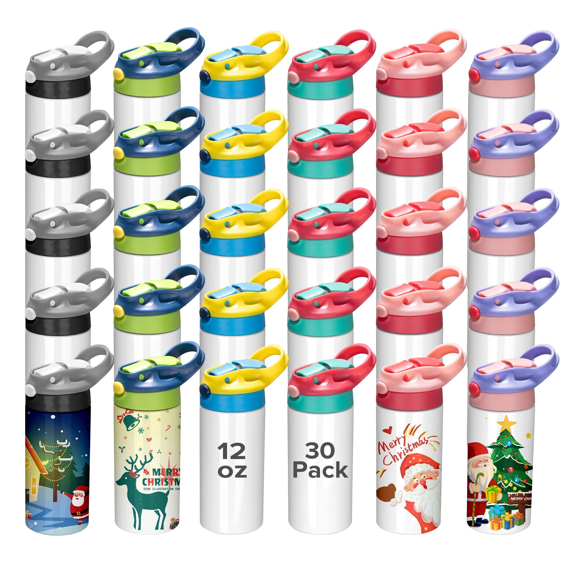 Pack of 12/30 glasses for sublimation for 12 ounces children, with silicone case and shrink wrap, ready for empty heat transfer, handmade for boys and girls