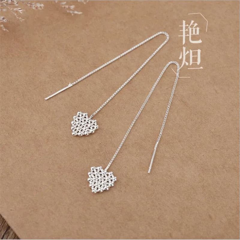Nuovi Orecchini Pendenti Lunghi a Cuore Vuoto in Argento Sterling 925, Semplici ed Eleganti, Modello E182