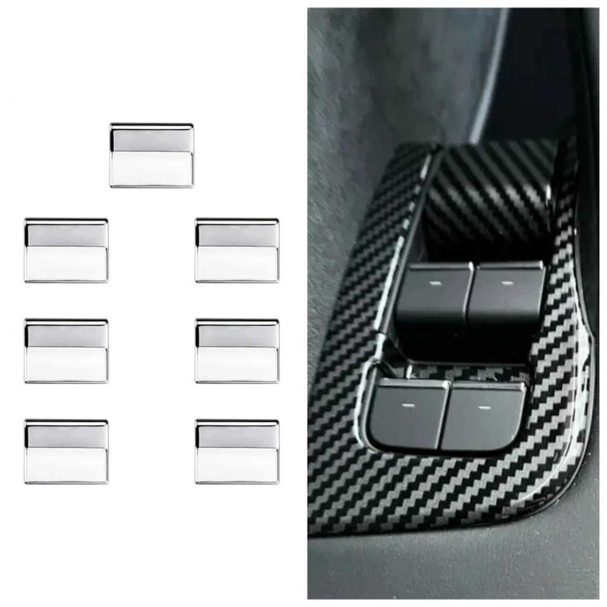 Interni auto Finestre Sollevatore Paillettes per Tesla Modello 3 Modello Y 2016 - 2025 Finestra Ascensore Pulsante di Controllo Copertura Trim ABS adesivi