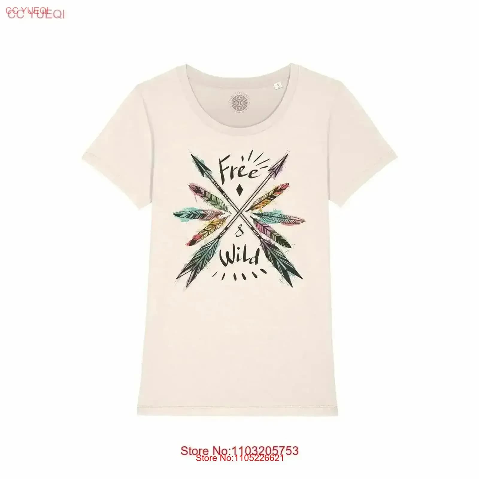 Native Arrows Feumes Free Wild Feathers T Shirt Donna New Age vintage Lavato Comodo Top per l'uso quotidiano grafico Elegante