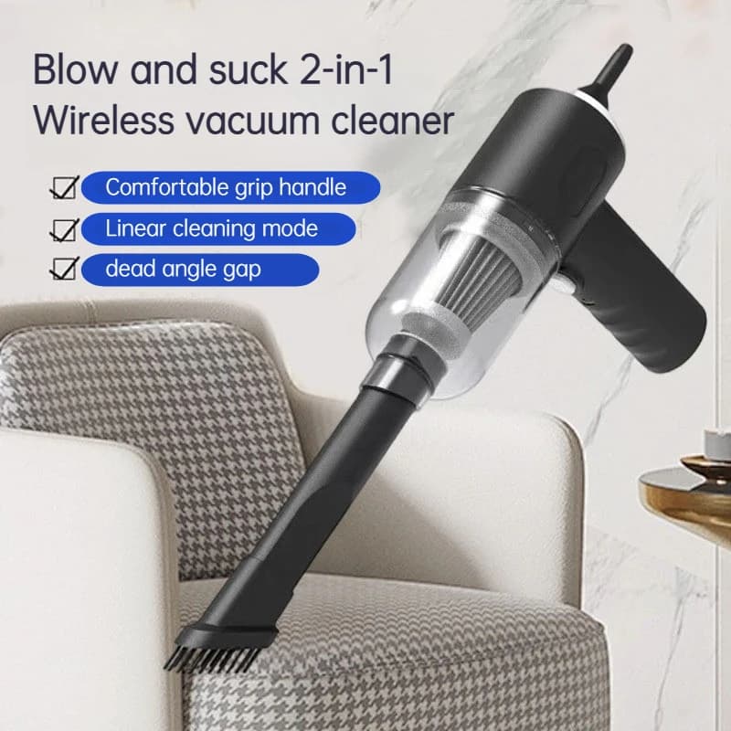 Aspirapolvere portatile 2-in-1 per la pulizia delle fessure dell'auto con ricarica USB e elevata potenza di aspirazione, strumento portatile per la pulizia a umido e a secco.
