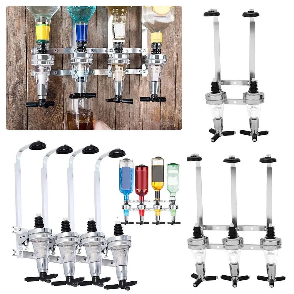 2/3/4 Bottle Bar Tools Wall Mounted 4 Station Liquor Wine Dispenser Alcohol Bottle Dispenser Beverage