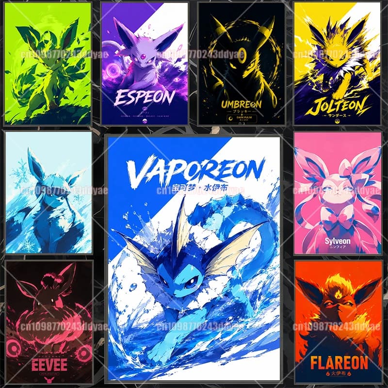 Pokemon American-style Screen Printing Trend Poster High-definition Canvas Painting Home Living Room Wall Art Children's Gift