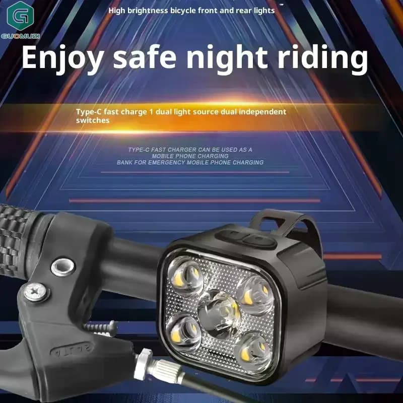 Luci per Bicicletta Ricaricabili Type-C, 400 Lumen, Design Impermeabile per Spostamenti Notturni