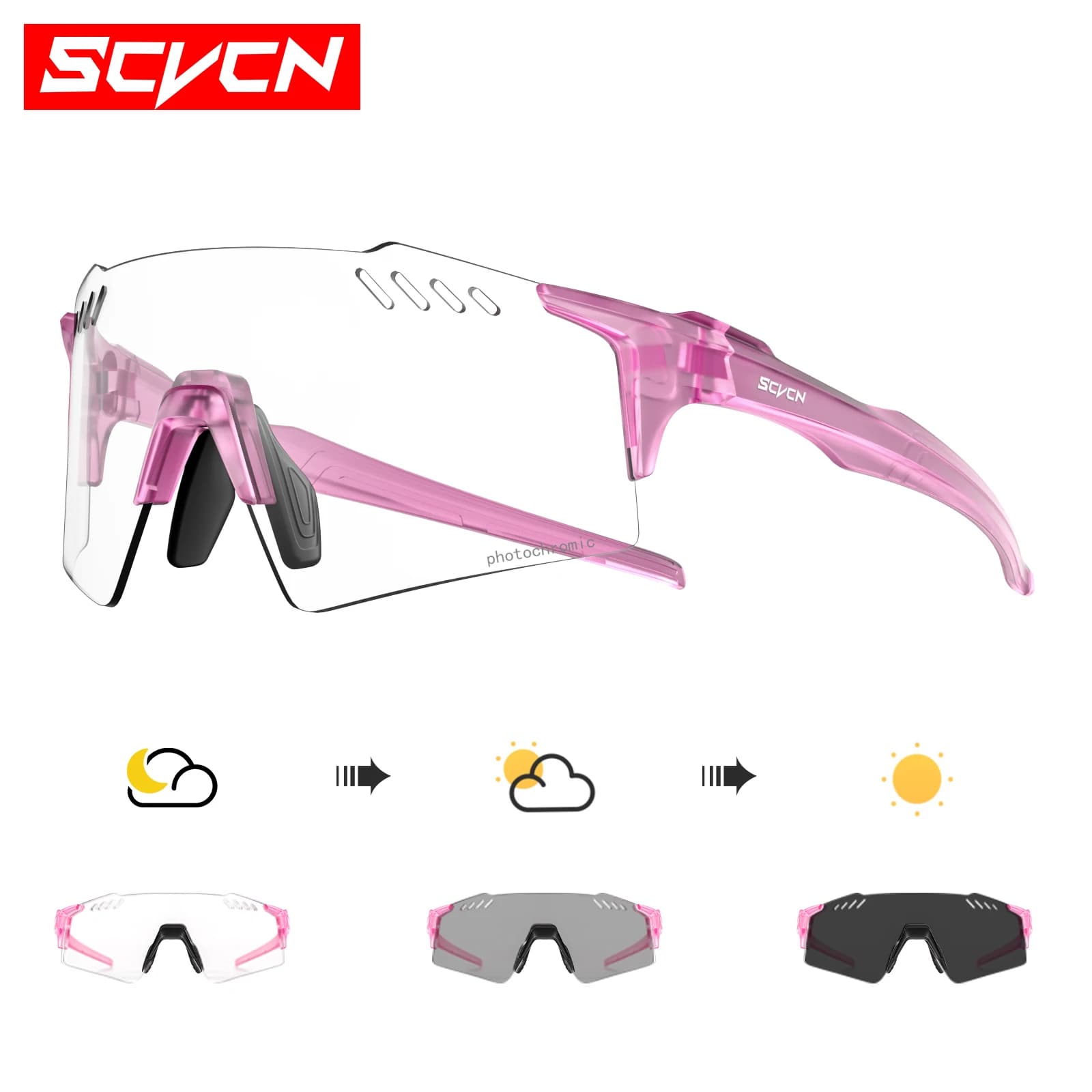 SCVCN Occhiali da sole da ciclismo fotocromatici da uomo Occhiali da ciclismo MTB Occhiali da bici da strada da donna Occhiali da sole da bicicletta da esterno