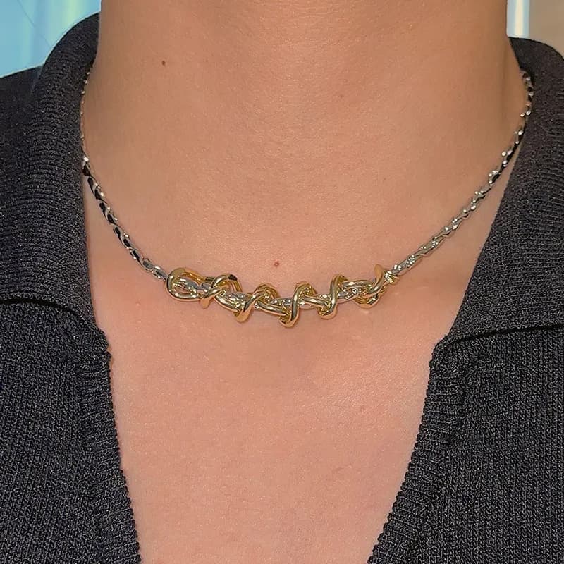 VENTFILLE Silver Gold Color Interweave Necklace for Women Girl Gift Punk Fashion Personality Jewelry Dropshipping Wholesale