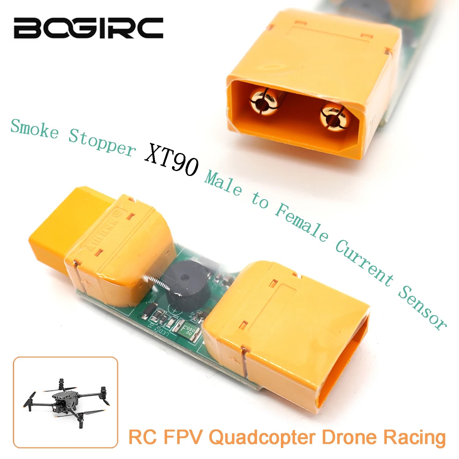 BOGIRC Smoke Stopper XT90 Sensore di Corrente da Maschio a Femmina con Protezione da Sovraccarico per Droni RC FPV e Accessori da Corsa