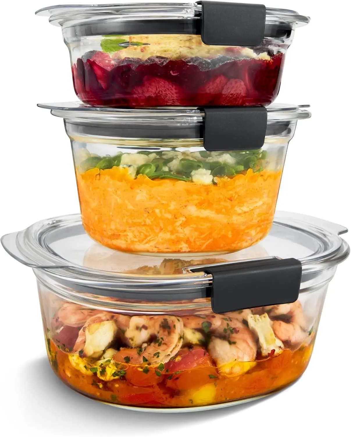 Contenitori in Vetro per Alimenti con Coperchi Ermetici, Set da 6 Pezzi per Preparazione Pasti e Avanzi