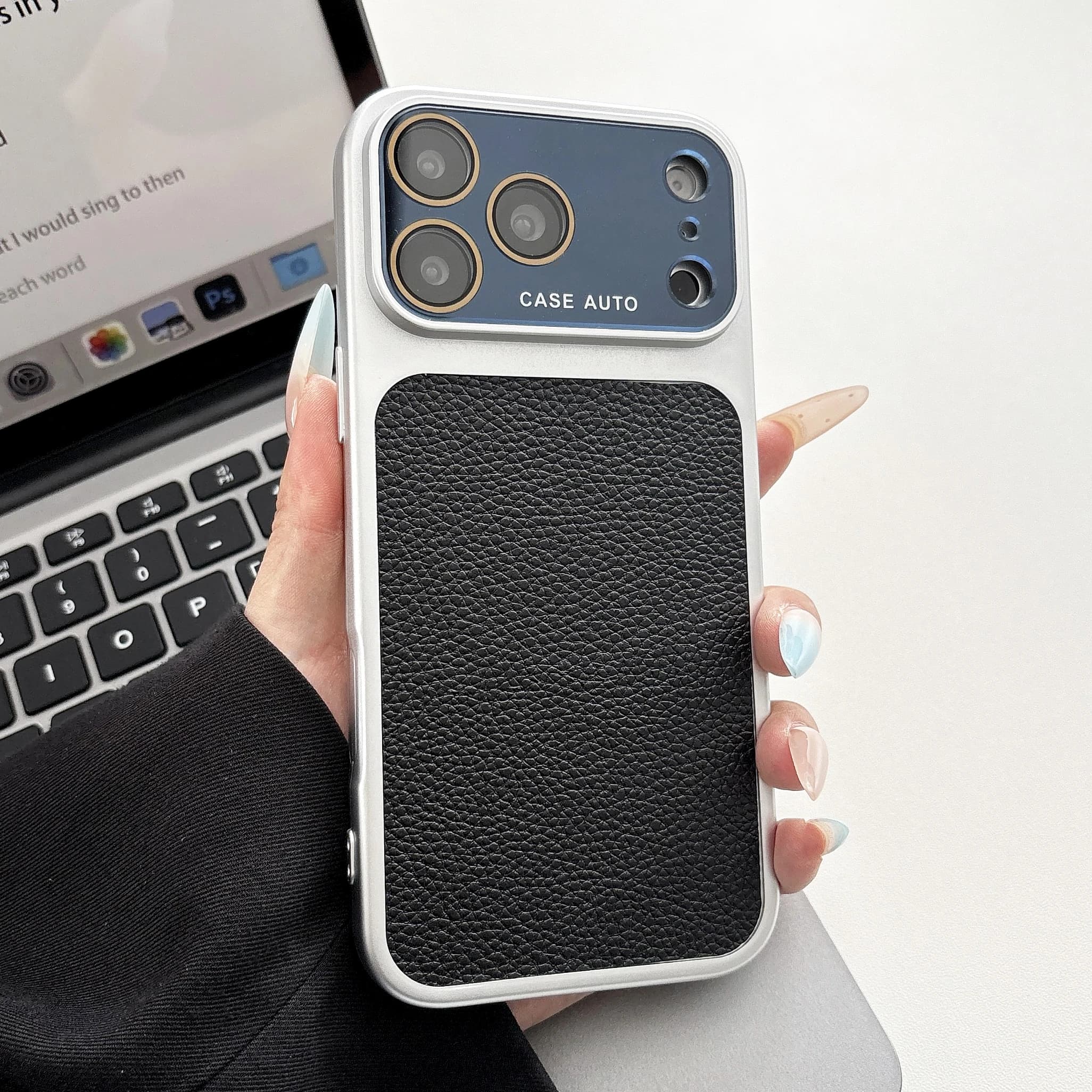Fashion Litchi Skin Texture PU Leather Phone Case for iPhone 17 16 15 14 Pro Max 13 Lychee Grain Cover With Lens Protector