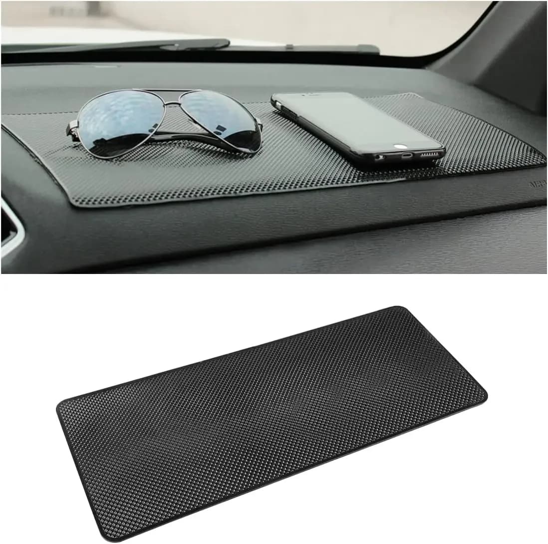 Auto Dashboard Non-Slip Pad, 15.7 "x 7.8" Non-Slip Heat Resistant Rubber Pad, Home Office Auto Parts, Mobile Phone Strong Non-Slip Pad, Sunglasses, Keys (Black/Mesh)