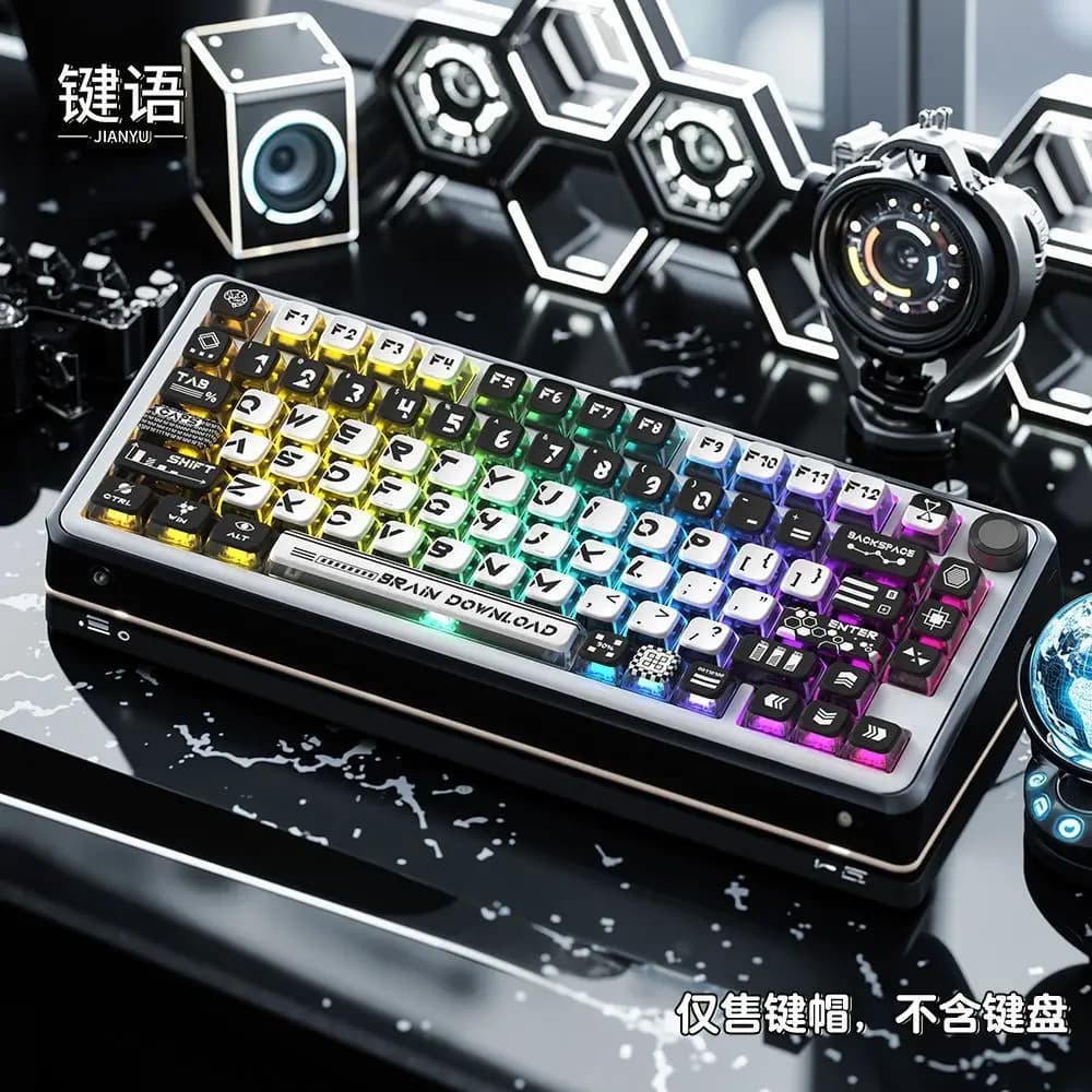 Keycaps Stile Brainstorm con Trasmissione Luminosa su 4 Lati, Sublimazione a Tinta per Tastiera Meccanica