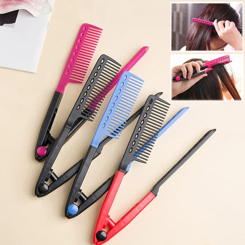 Spazzola lisciante a V per capelli, strumento fai-da-te per acconciature, pettine per styling e arricciatura dei capelli naturali, per uomo e donna