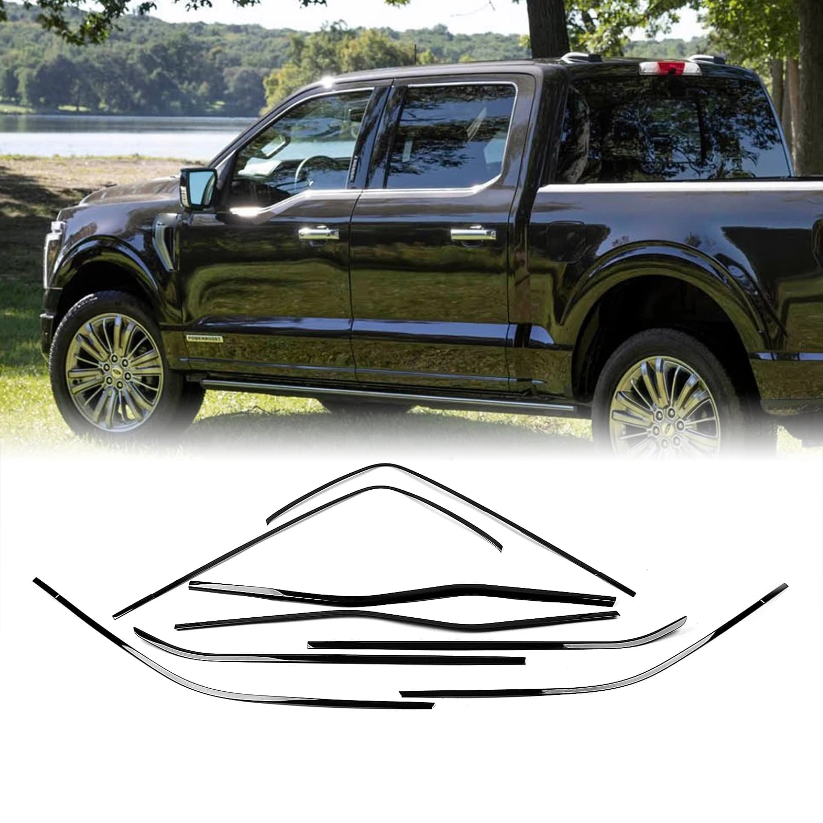 Gloss Black Exterior Window Trim Weatherstrips Cover Door Side Molding Seal Strips Styling Molding Cover For Ford F150 2021-2025