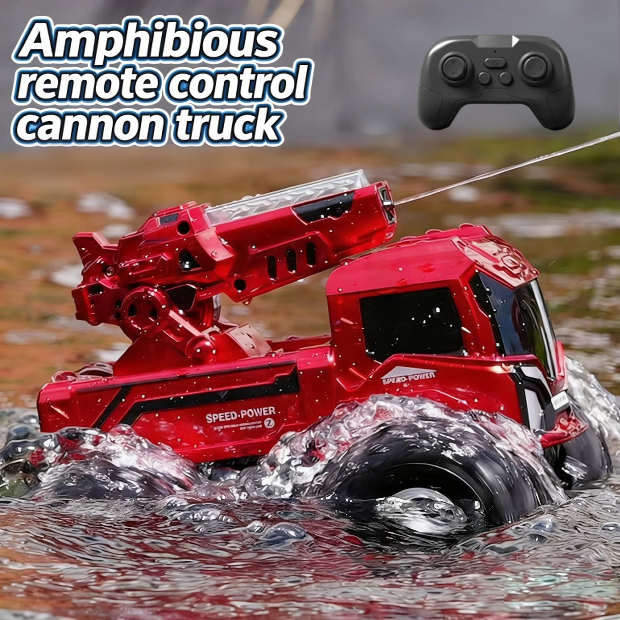JJRC Q226 Auto RC Anfibia 4WD, Camion Telecomandato Fuoristrada con Spruzzo d'Acqua, Veicolo Elettrico Acrobatico, Giocattolo per Bambini, Regalo di Compleanno