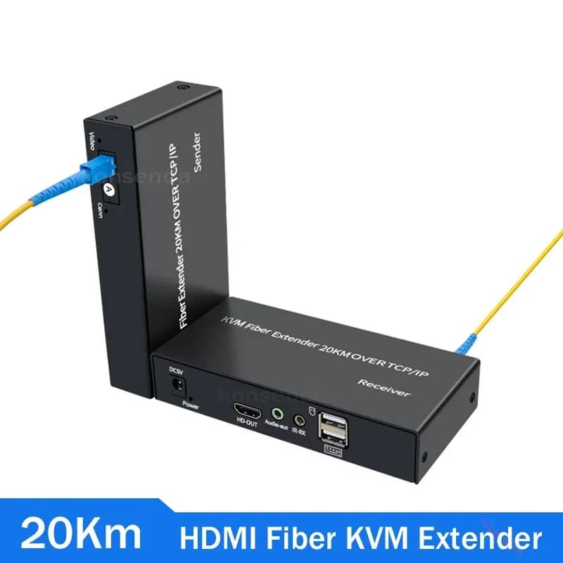 20Km IP HDMI fiber KVM Extender over Sing fiber cable SC 1080P HDMI USB KVM fiber optic transceiver support Mouse keyboard USB