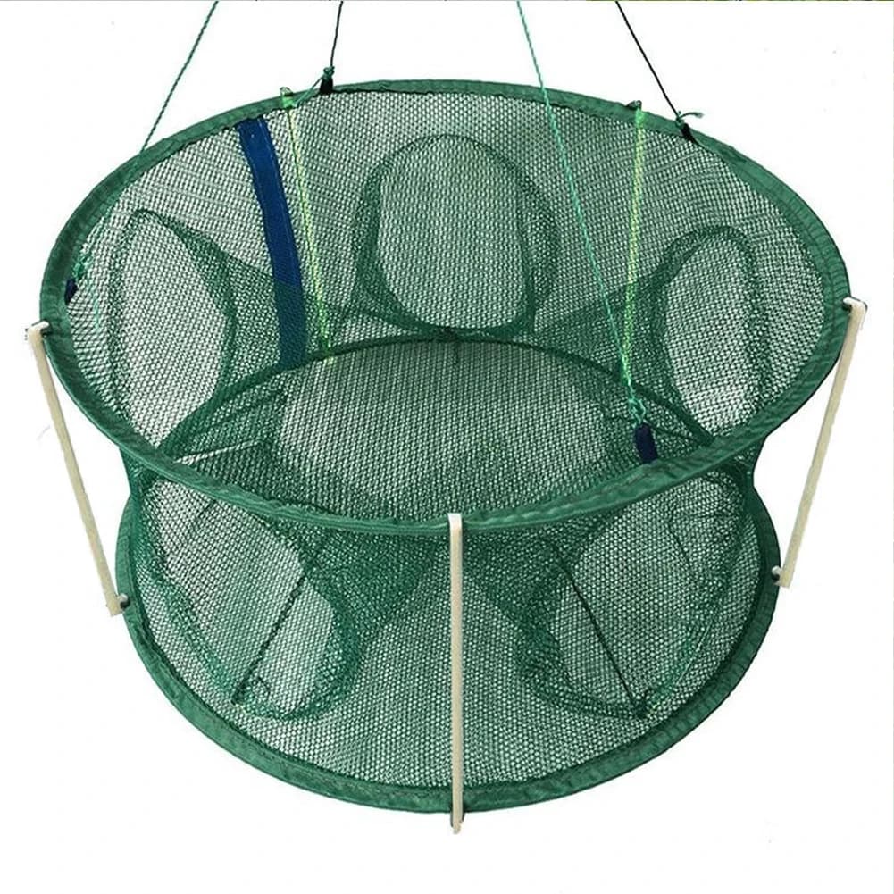 Rete da Pesca Automatica Pieghevole per Gamberi, Trappola per Pesci e Granchi, Rete da Lancio, Accessori per la Pesca 60x17cm