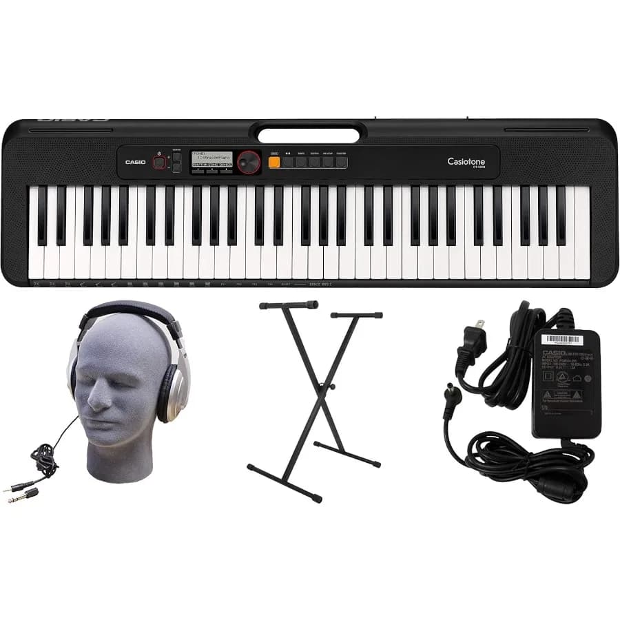 Confezione tastiera premium da 61 tasti con cuffie con supporto e alimentatore per esercitazioni musicali e spettacoli nel palco dal vivo in studio domestico