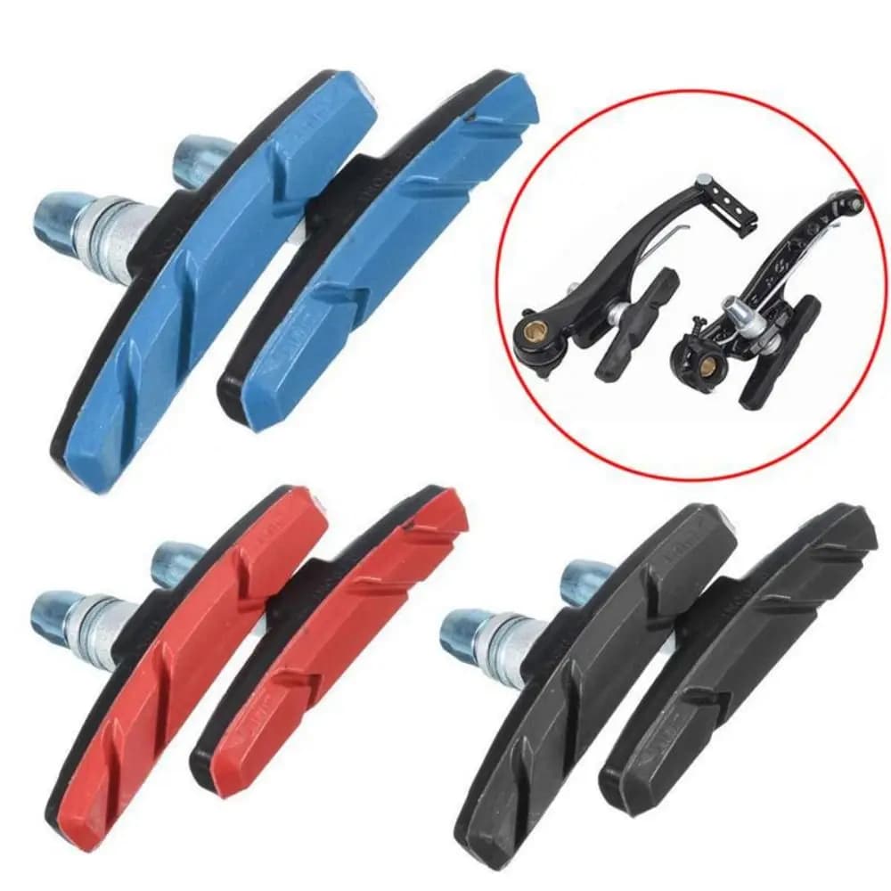 1 paio di pastiglie freno silenziose per bicicletta in gomma + metallo durevoli 3 colori pastiglie freno in gomma pastiglie freno V per bicicletta a lunga durata Mountain Bike