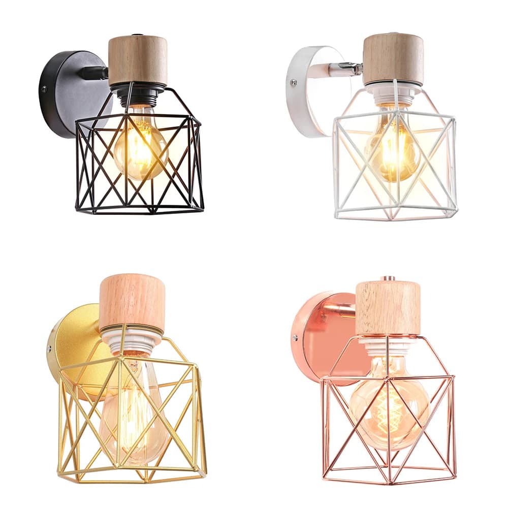 Lampada da parete moderna minimalista applique da comodino nordico applique da parete per camera da letto bagno in legno ferro Cafe illuminazione decorazione LED