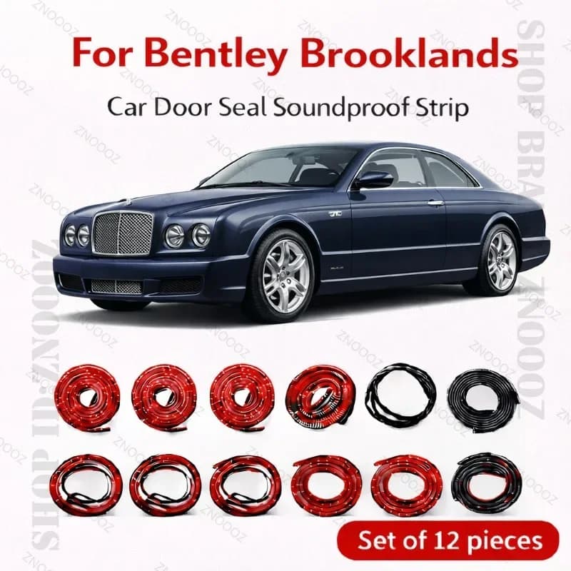 Car Door Seal Strip Rubber Double Layer Soundproof Dustproof Waterproof Door Weatherstrip 12PCS Set For Bentley Brooklands