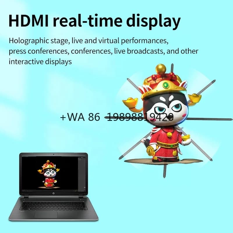 180CM HDMI 3D Ologramma Ventola Attrezzatura pubblicitaria Proiettore olografico Proiettore ologramma Display 3D LED Fan Display in tempo reale