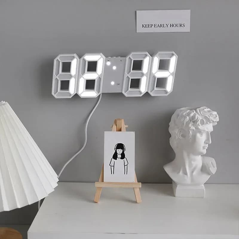 Electronic Digital Wall Clock Living Room Bedroom Decoration Decor Watches Home and Decoration Led Modern Alarm Interior Desk
