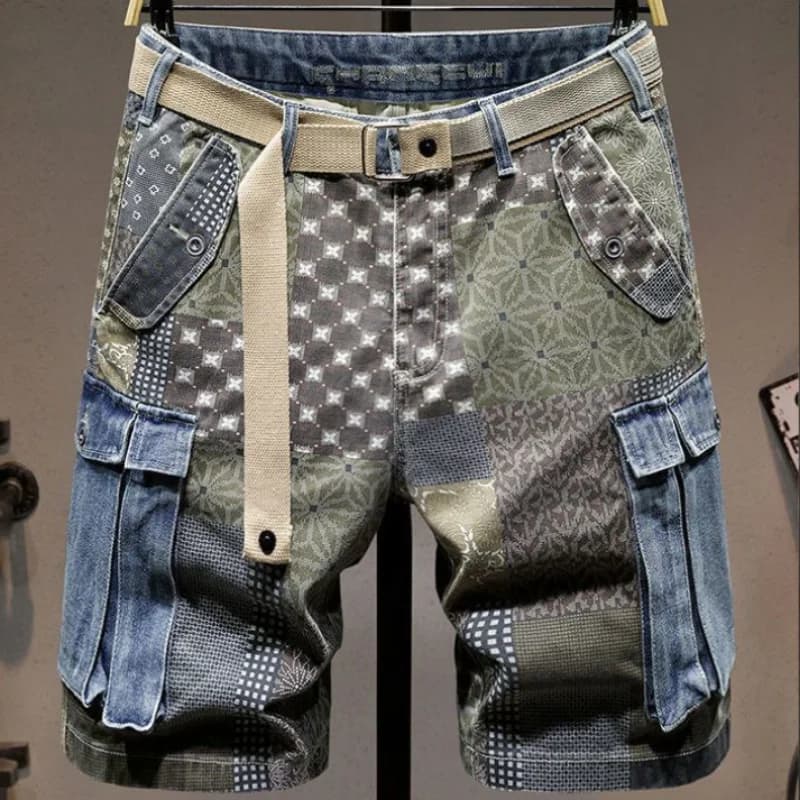 Men's Jeans Shorts Graphic Jeans Pants Multicolored Shorts For Men Bermuda Cargo With Text Stretch jords Slim Blue Korean Fashion Xl