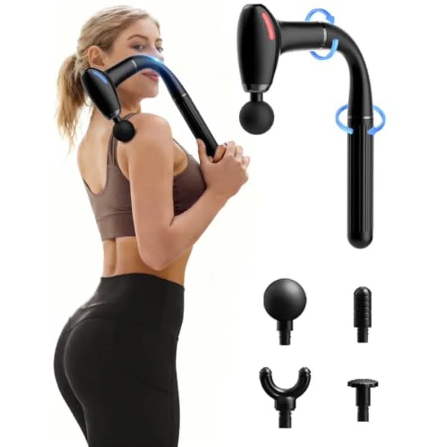 3-in-1 Massage Gun with Improved Extensible Handle, Back Massage for Relieving Pain, Muscular Massage for Spalle