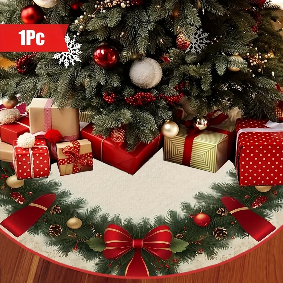 VIKAMA Gonna per albero di Natale Ghirlanda di Natale Modellazione Casa Soggiorno Decorazioni natalizie Cuscini per gonna albero di Natale