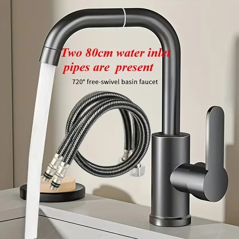720° Rotating Dual Use Faucet 360° Kitchen & Bathroom Sink ABS Brushed Finish Drinkable Hot Cold Mixed Water