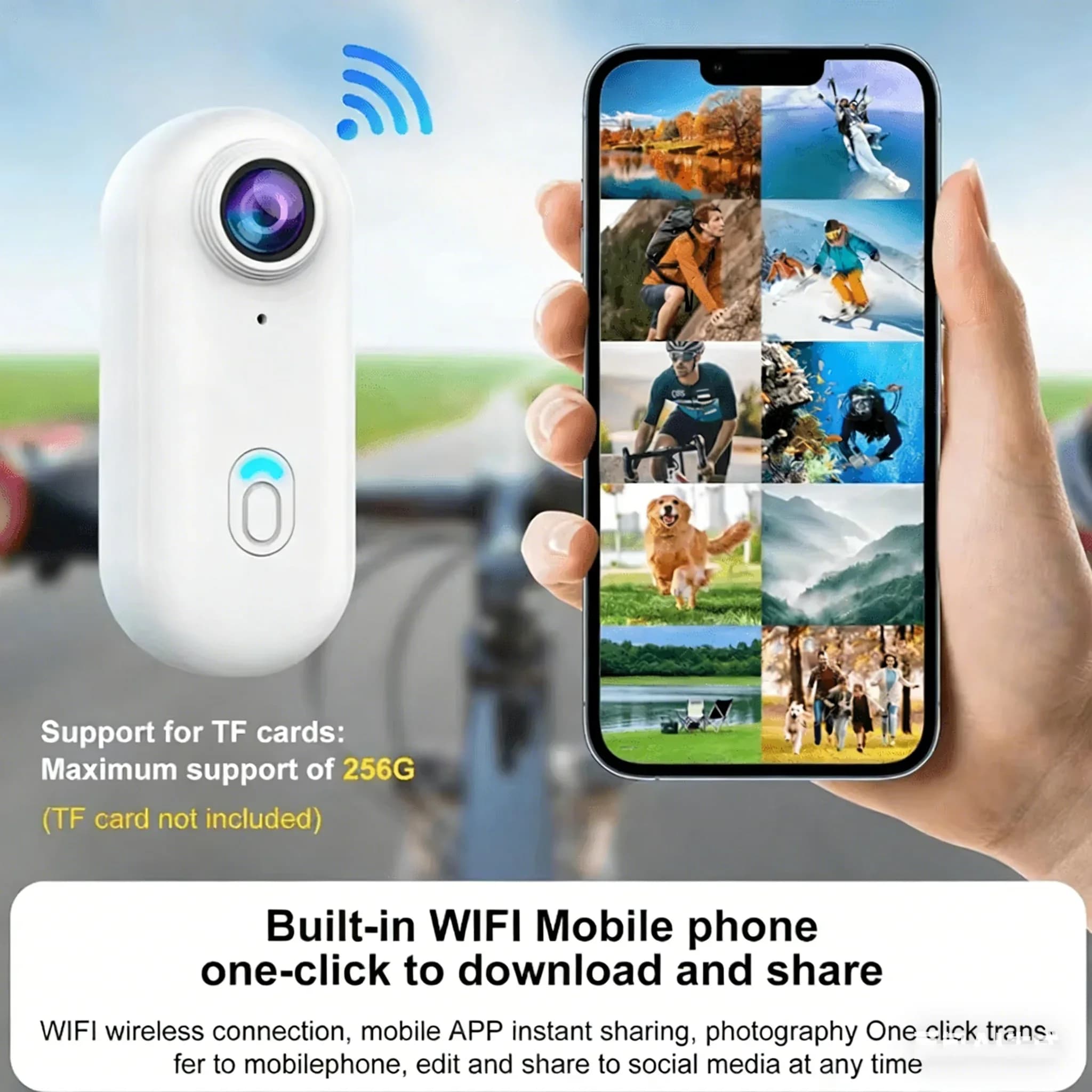 4K WIFI outdoor sports multifunction camera in bike helmet waterproof bicycle action mini camera for body video recording