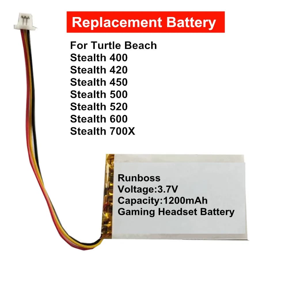 FT603048P 1200mAh Gaming Headphone Battery for Turtle Beach Stealth 400, Stealth 420,450, Stealth 500,520, Stealth 600, Stealth 700X