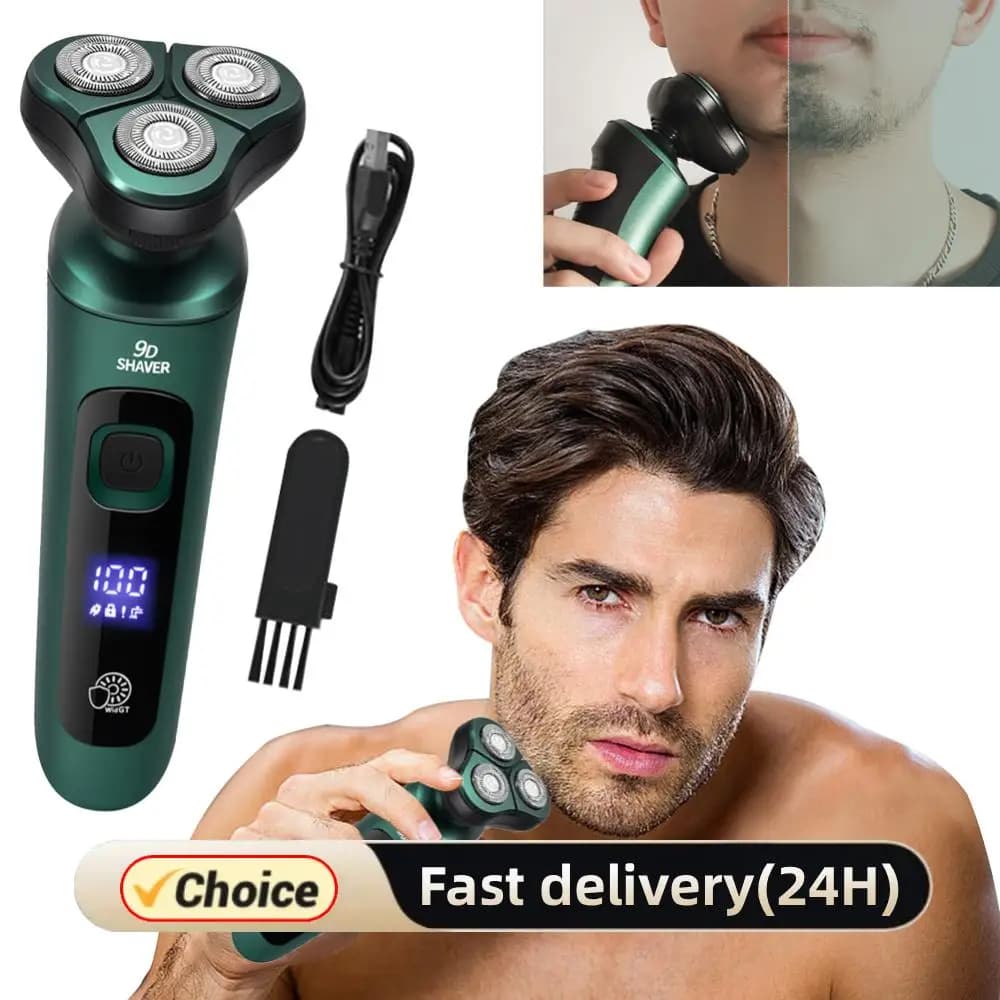 Three Heads Trimmer Cordless Floating Razor With Digital Display Shaving Razor Portable Razor