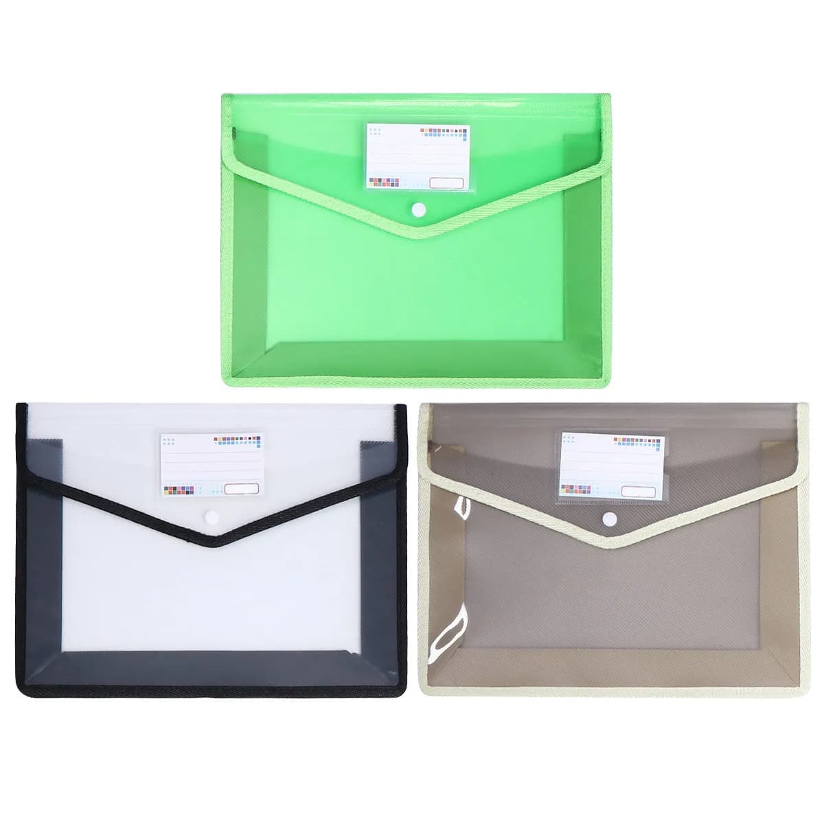 3Pcs A4 Clear Document Folder Premium PVC Waterproof Tear Proof File Pouch for Students Office Workers Textbook Storage